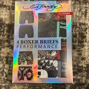 New Ed Hardy Men’s Boxer Briefs - Black and Red 2XL